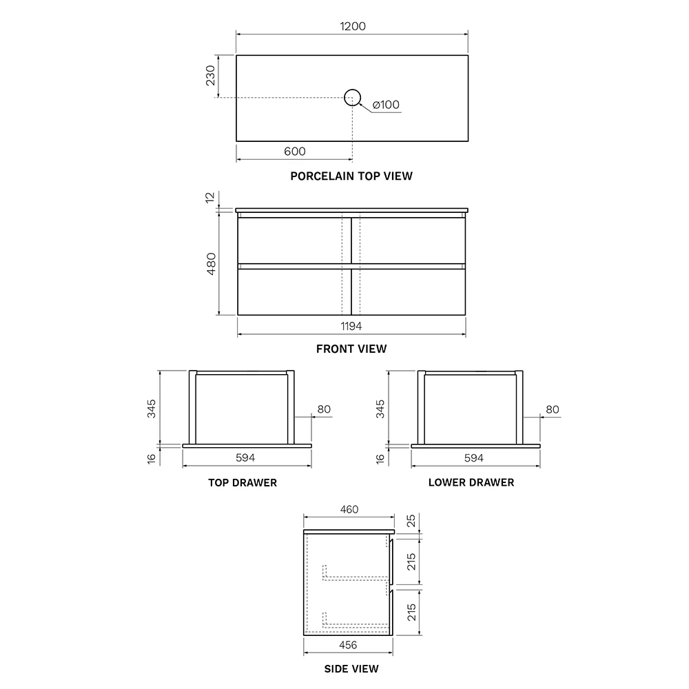Pure Bianco + MyTop 1200 Wall Cabinet Matt White with Porcelain Top - Image 7