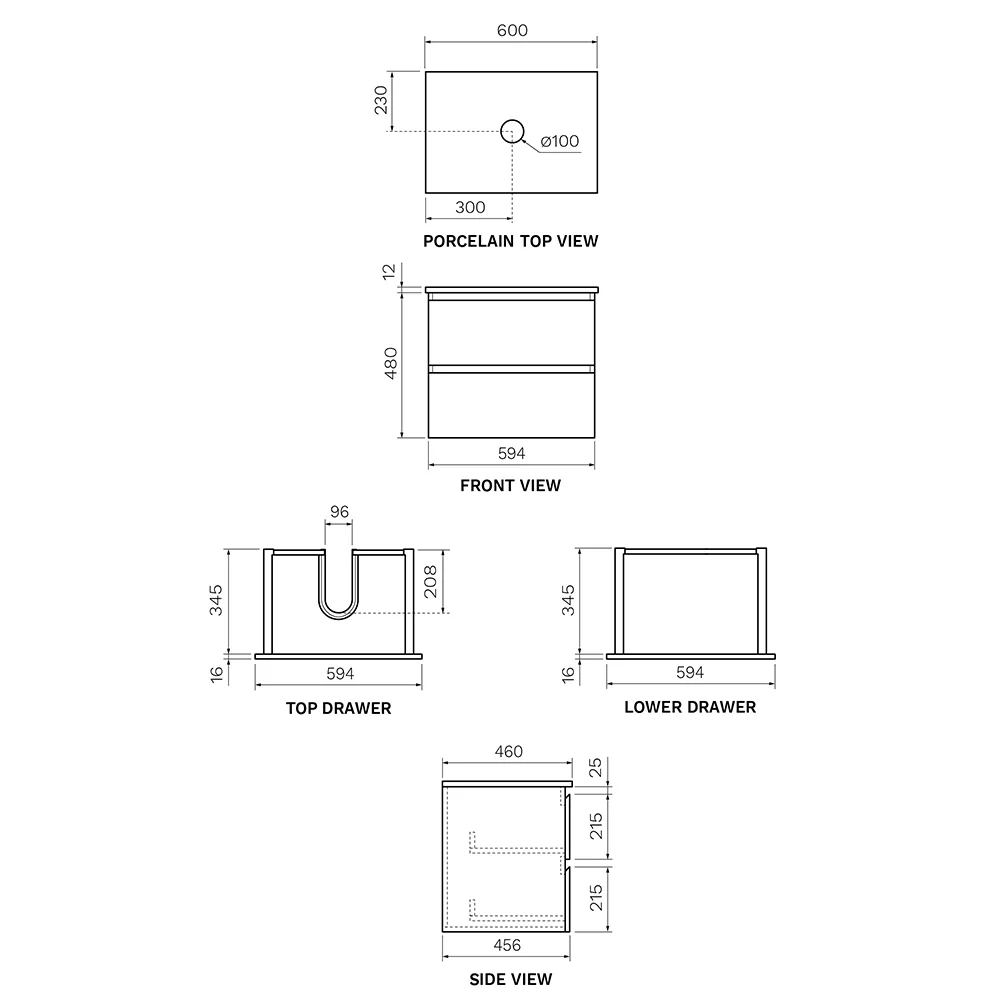 Pure Bianco + MyTop 600 Wall Cabinet Matt White with Porcelain Top - Image 7