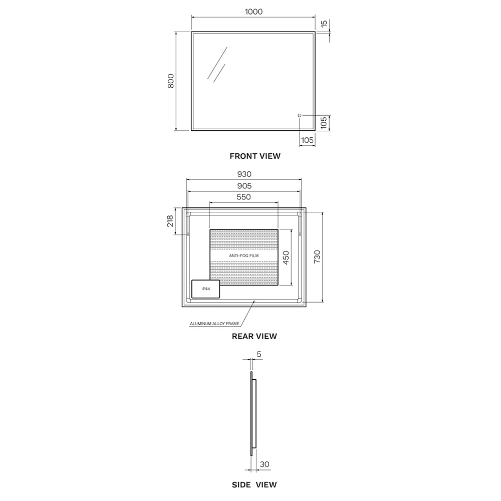Pure Luce Progressive LED Mirror 1000x800mm - Image 3