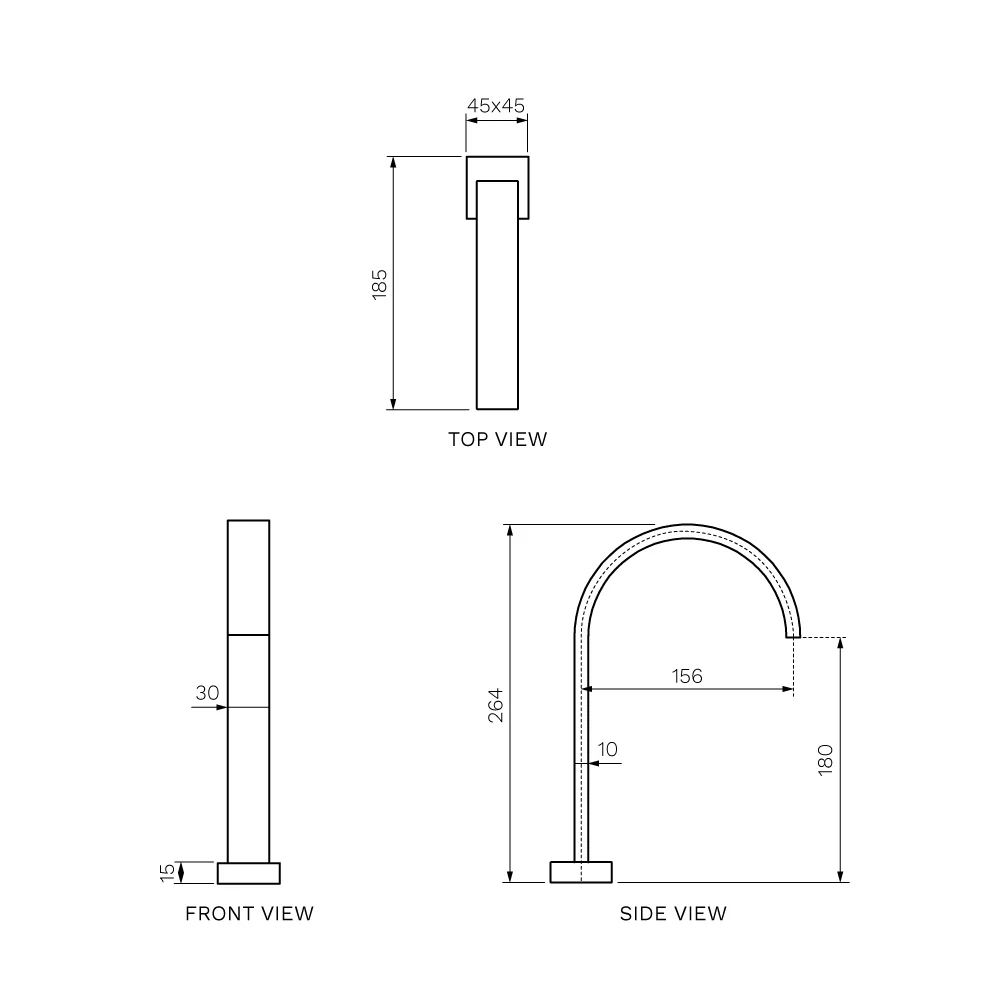Quadro Curved Basin/Bath Spout - Image 2