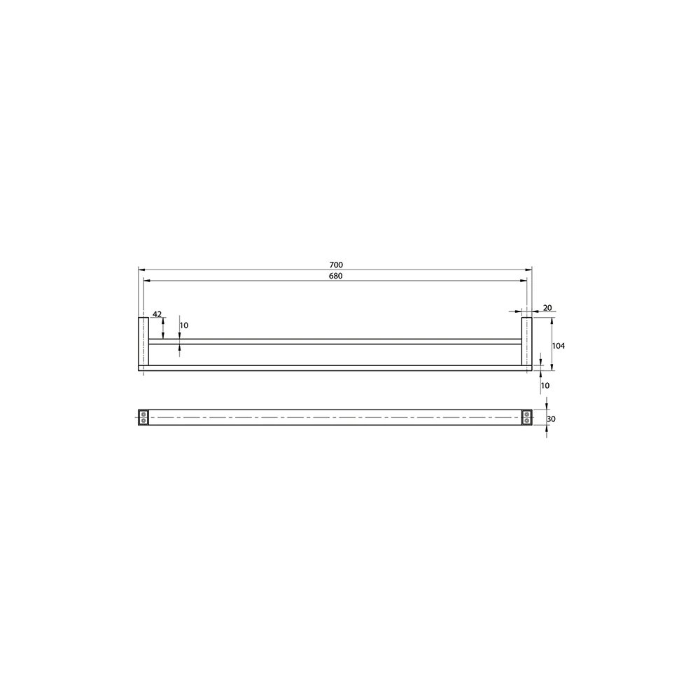 Quadro Double Towel Rail 700mm - Image 6