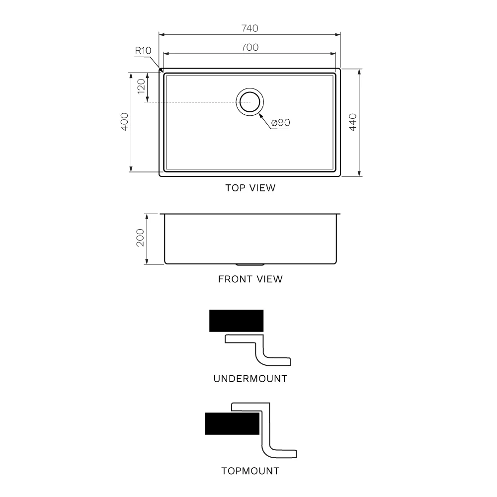 Quadro Extra Large Single Bowl 740mm - Image 4