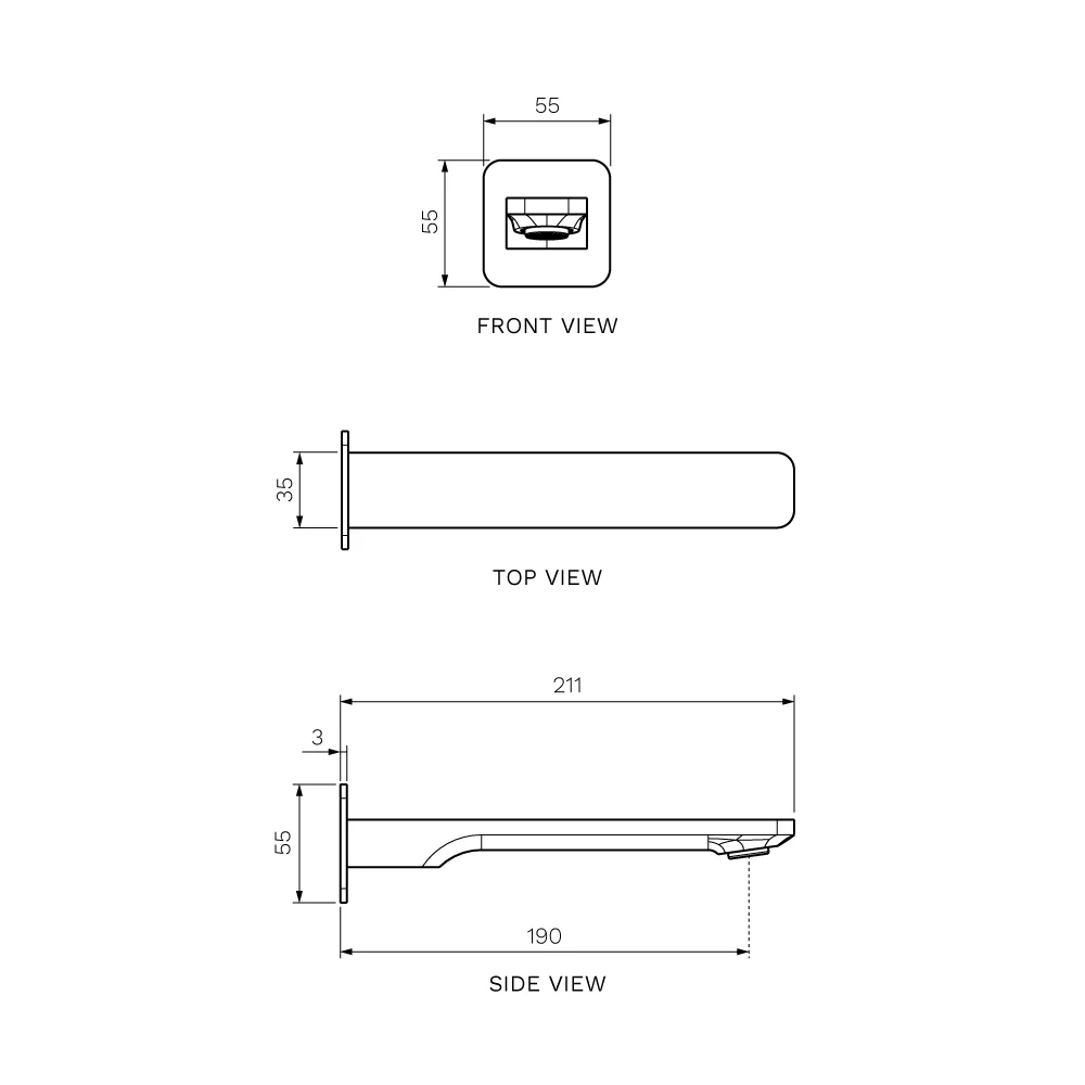 Quasar II Wall Bath Spout 190mm - Image 6