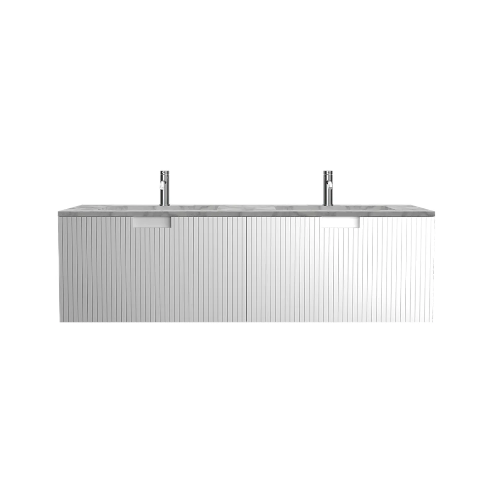 Riga 1400 Wall Cabinet with Marble Top and Double Wash Basin - Image 5