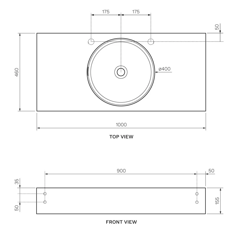 Rotondo 1000 Basin Right Hand Tap Hole with Overflow - Image 2