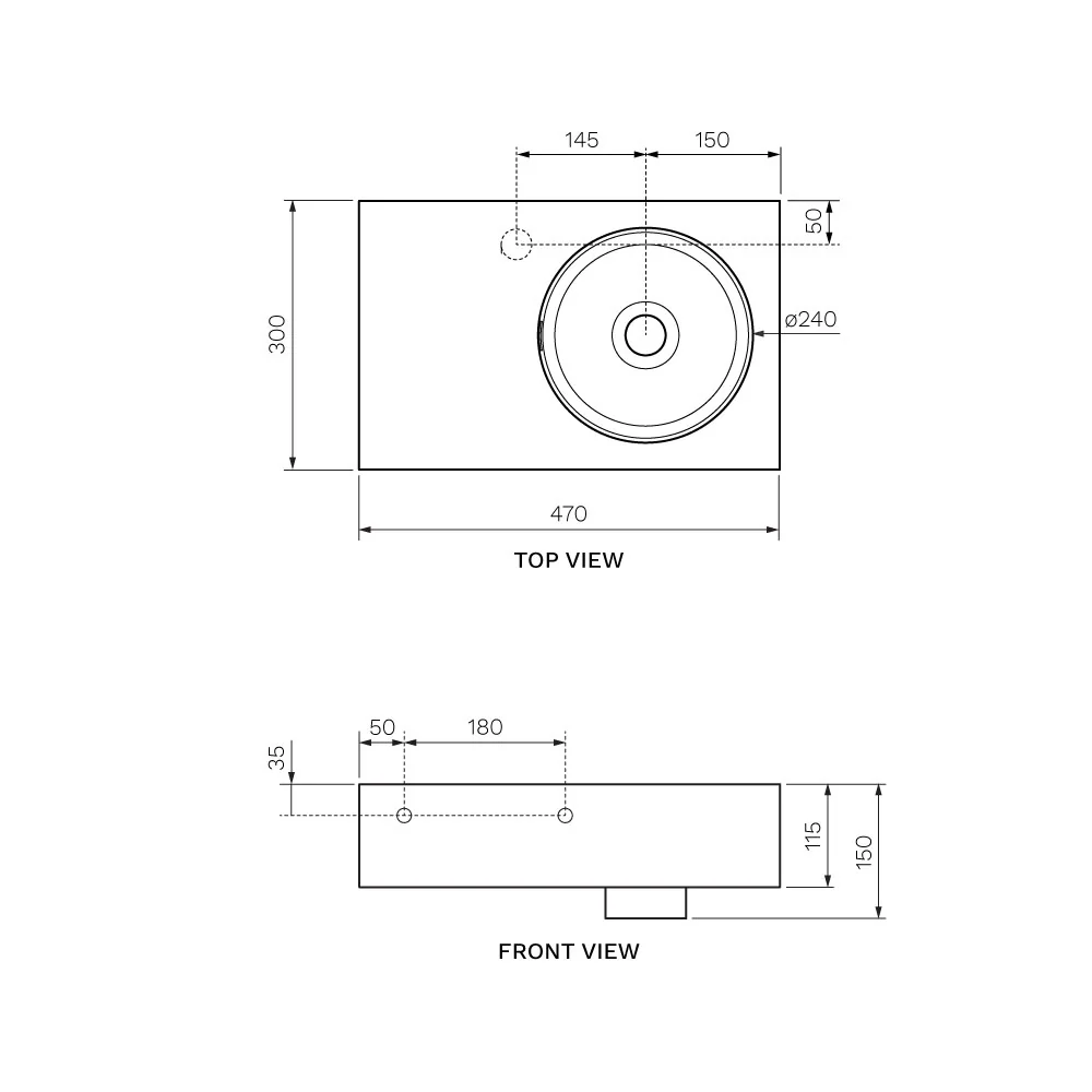 Rotondo 470 Basin Right Hand Bowl with Overflow - Image 3