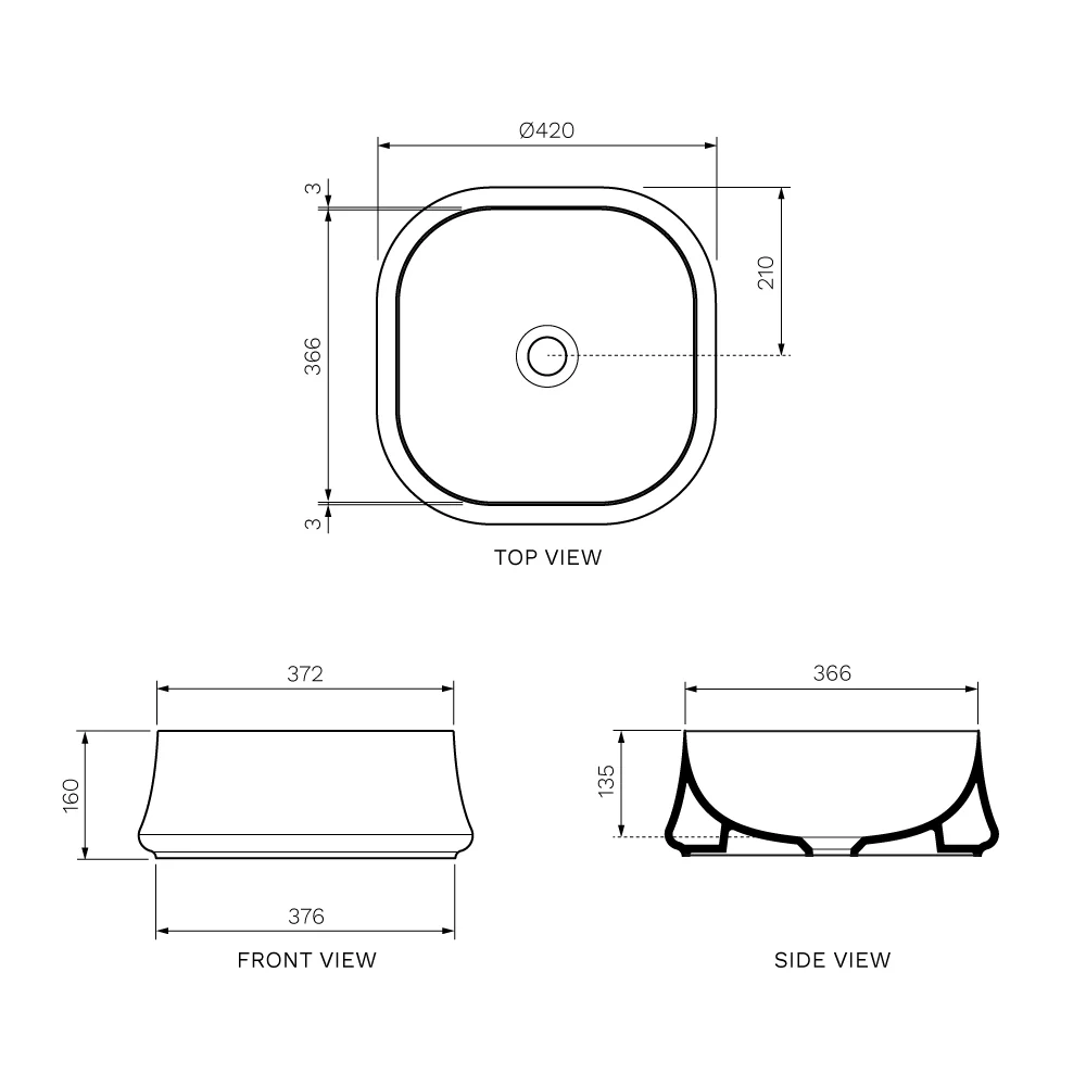 Sharp 42 Square Bench Basin - Image 2