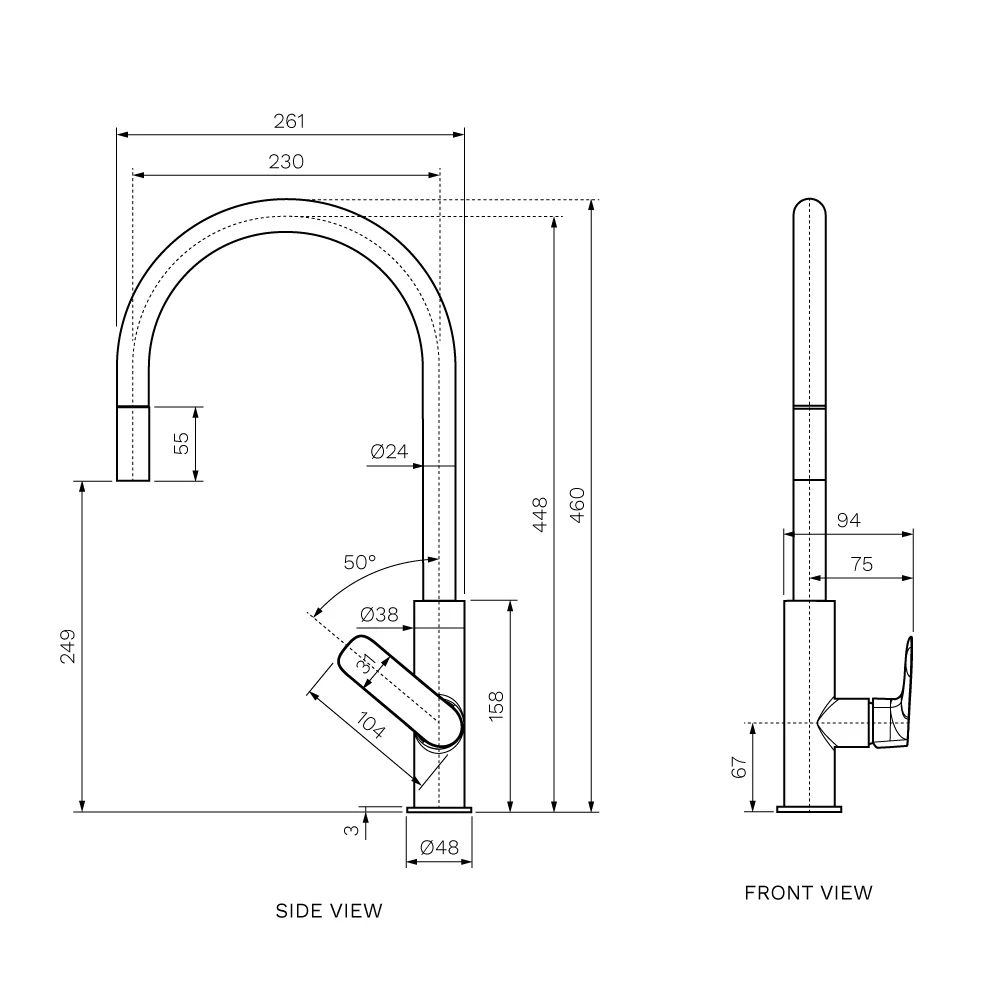 Slim II Kitchen Mixer with Round Pull Out Spout - Image 7