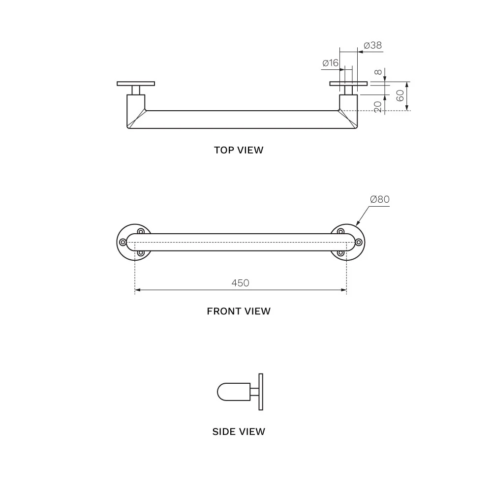 Stella Grab Rail Straight 450mm - Image 3