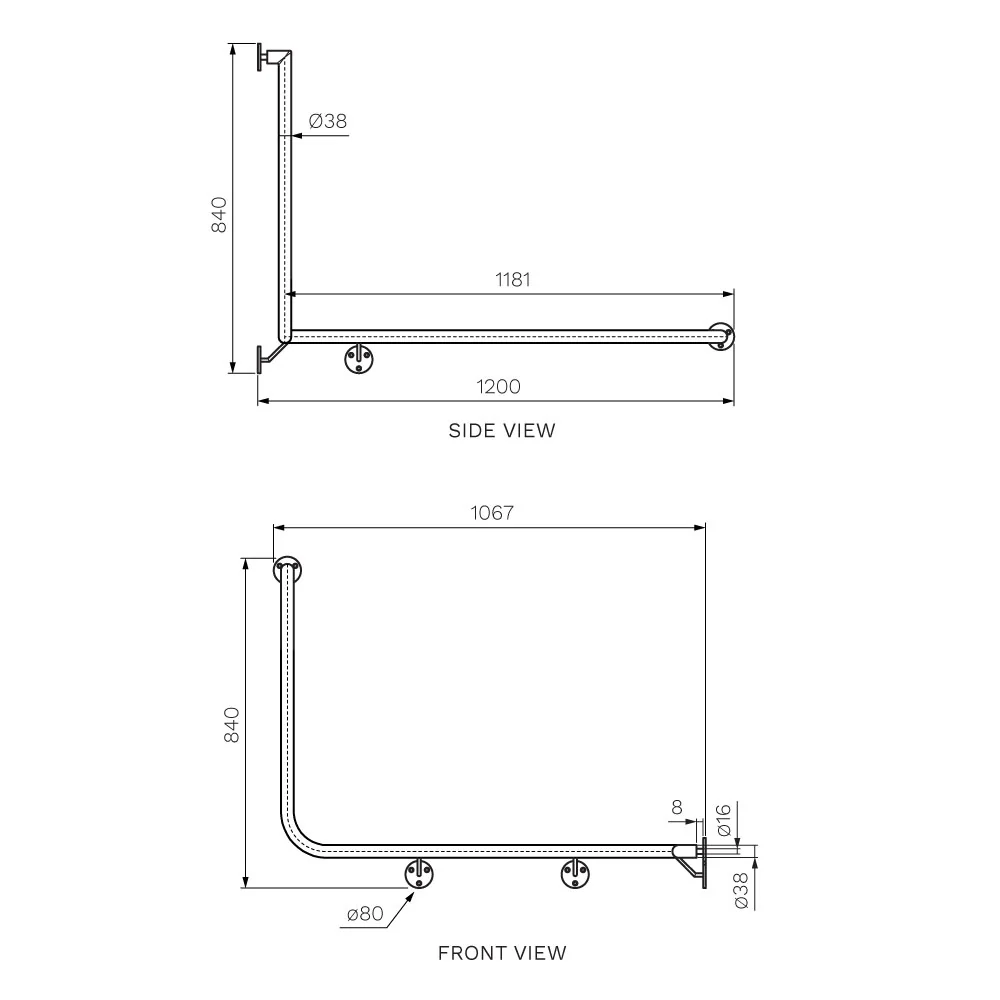 Stella Grab Rail 90 Degree Wraparound - Right Hand - Image 3