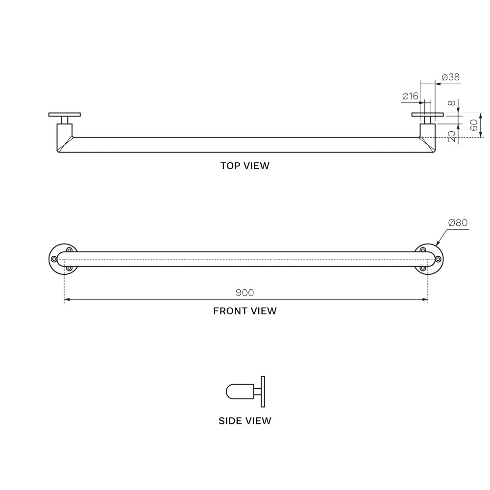 Stella Grab Rail Straight 900mm - Image 3