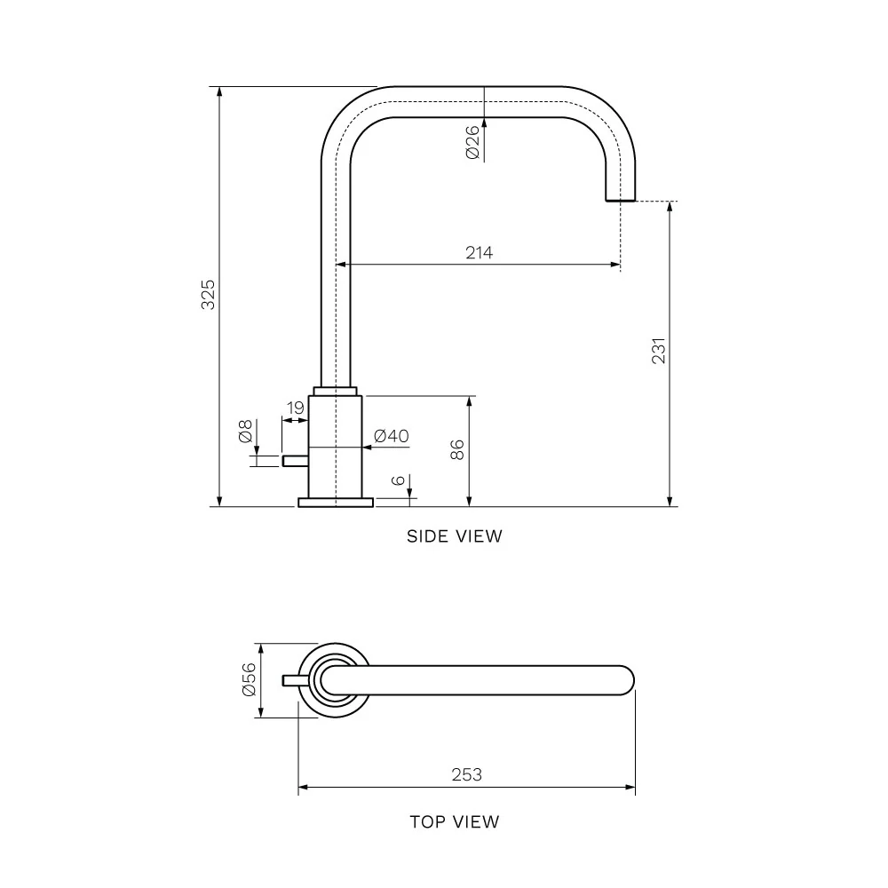 Stella Square Basin/Bath Swivel Spout with Diverter - Image 2