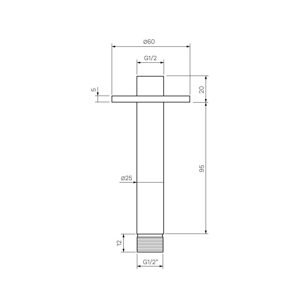 Tondo Ceiling Shower Arm 100mm - Image 6