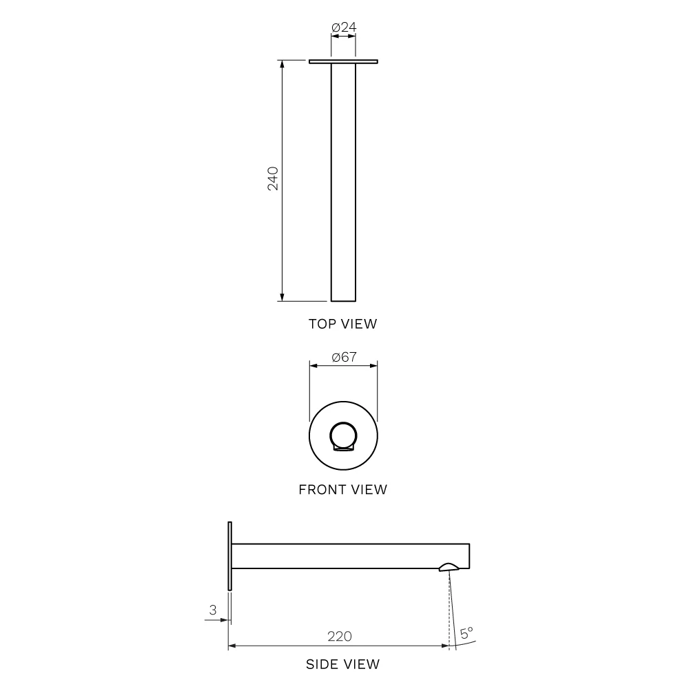 Tondo II Wall Bath Spout 220mm - Image 7