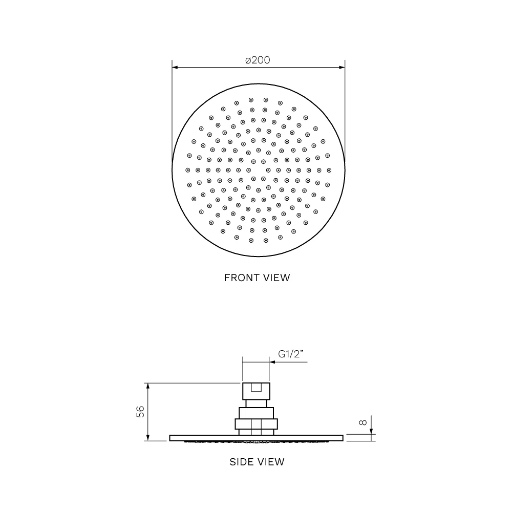 Tondo Round Shower Head 200mm (Brass) - Image 7
