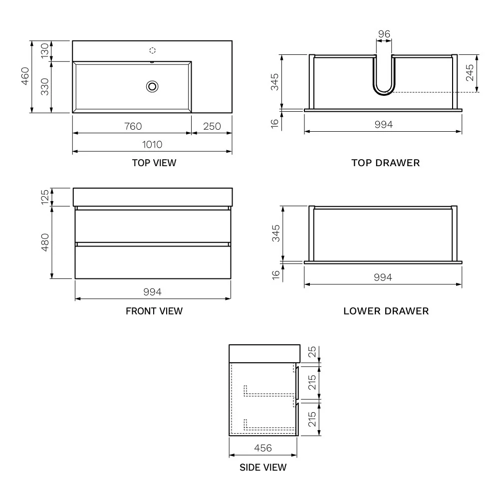Twenty 1000 Wall Cabinet with Matt White Left Bowl Top - Image 9