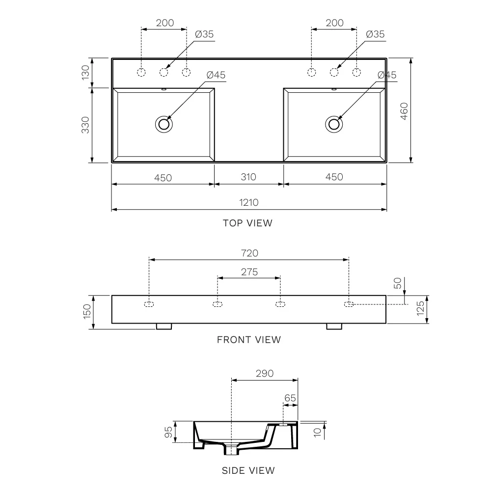 Twenty 120 Double Bowl Bench Basin - Image 5
