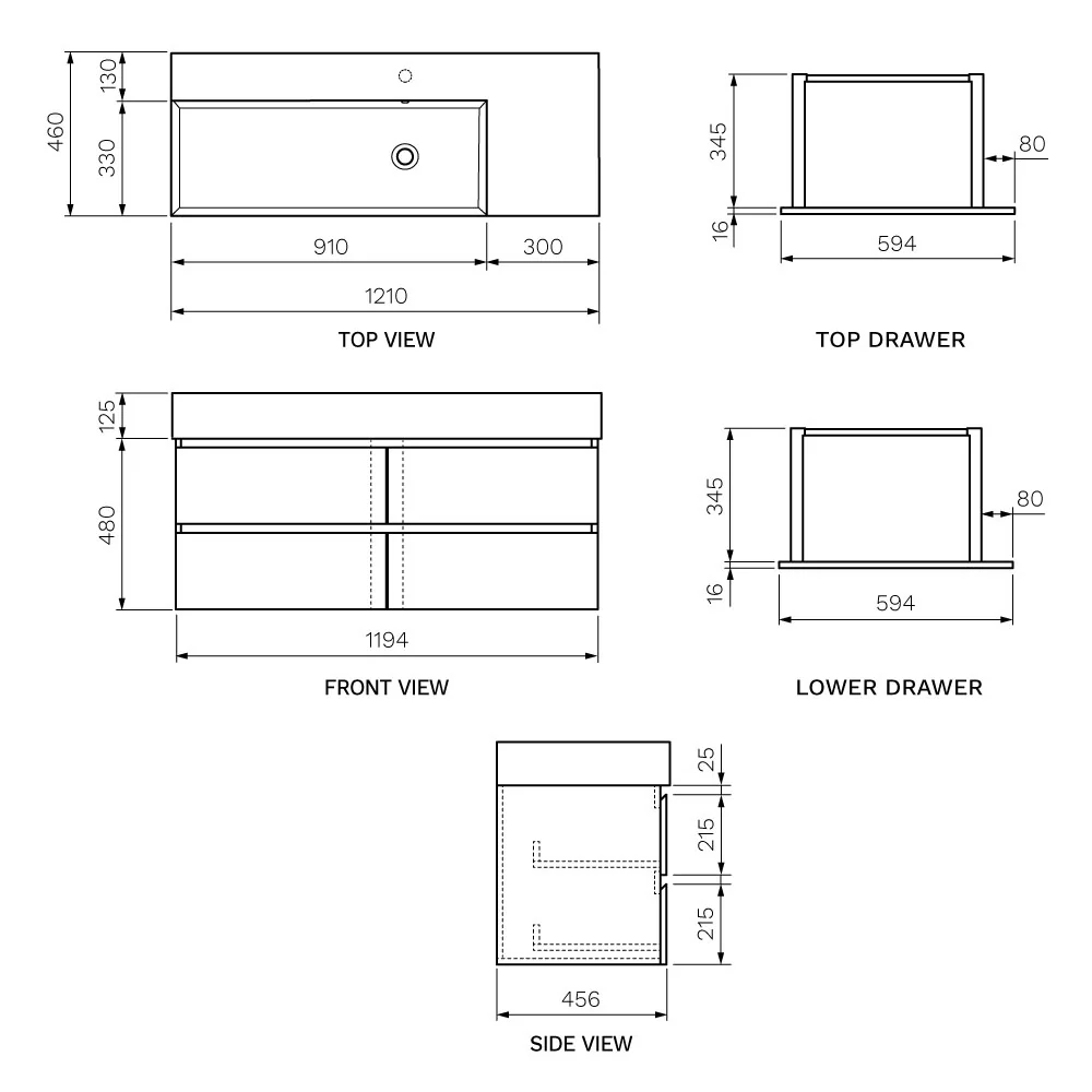 Twenty 1200 Wall Cabinet with Matt White Left Bowl Top - Image 9