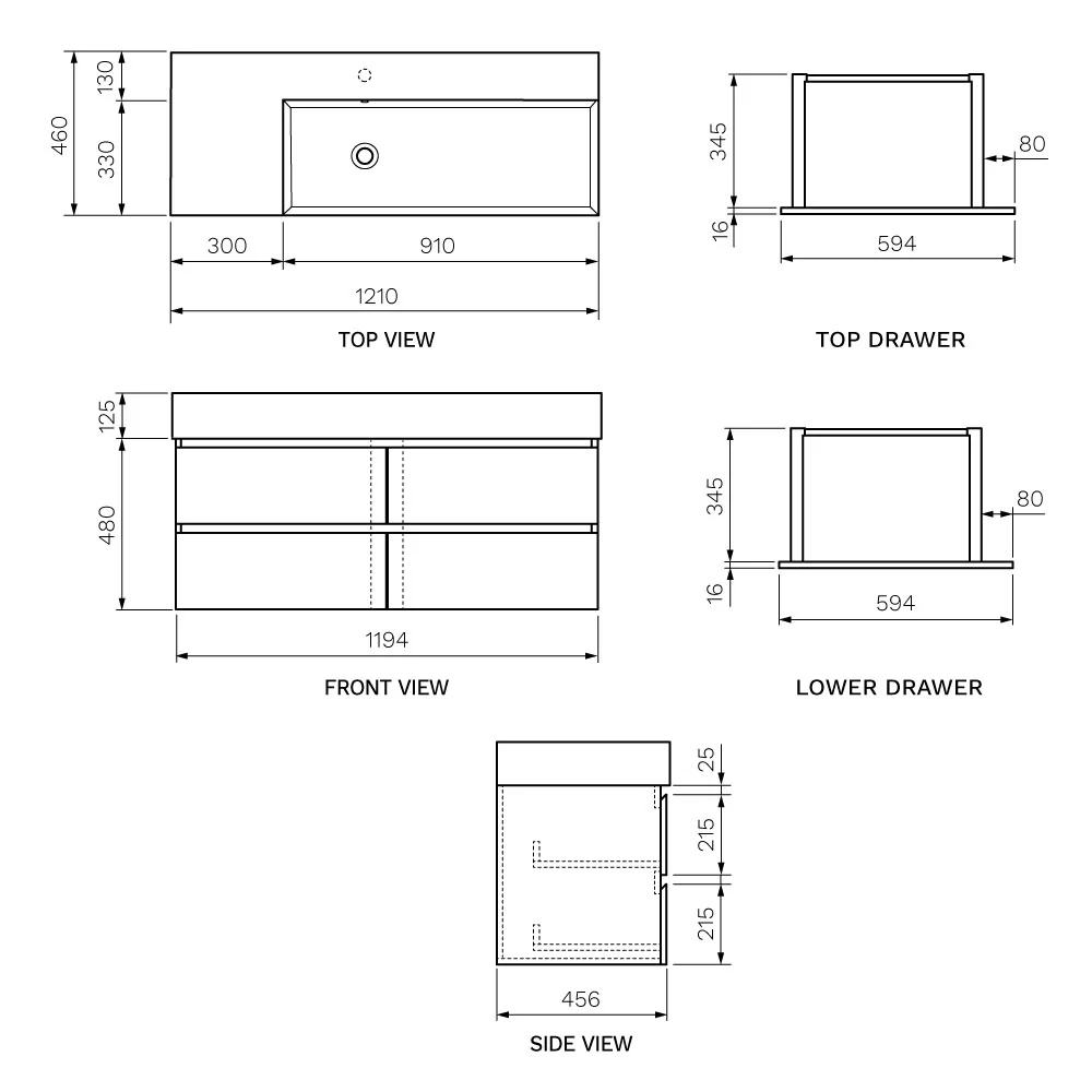 Twenty 1200 Wall Cabinet with Right Bowl Top - Image 10