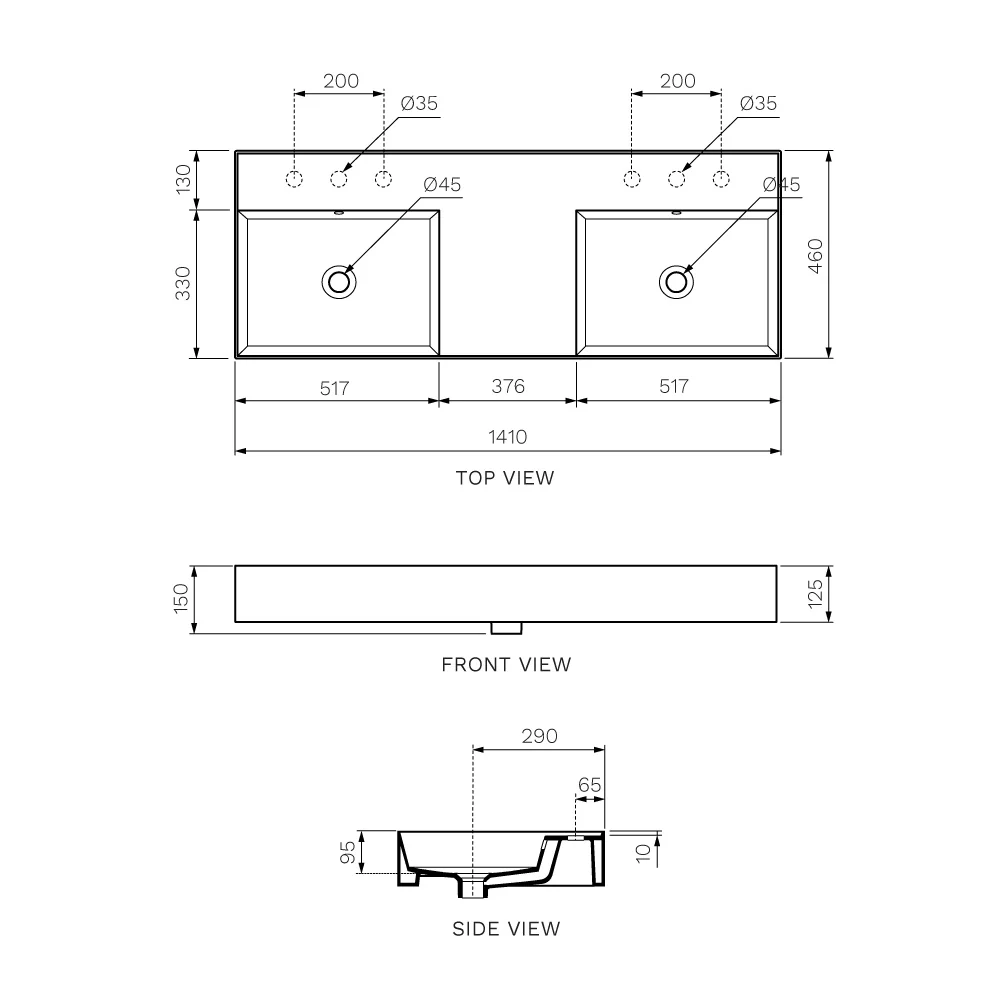 Twenty 140 Double Bowl Bench Basin - Image 5