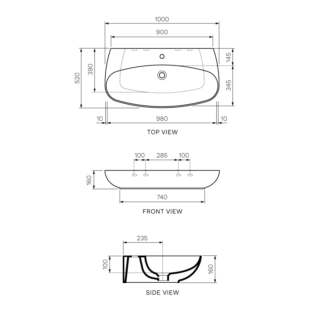 Vignoni Bench Basin 1000mm - Image 3
