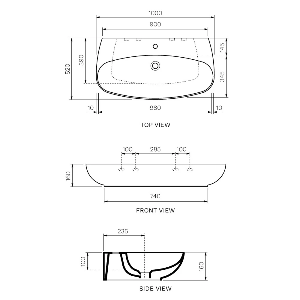 Vignoni Wall Basin 1000mm - Image 3